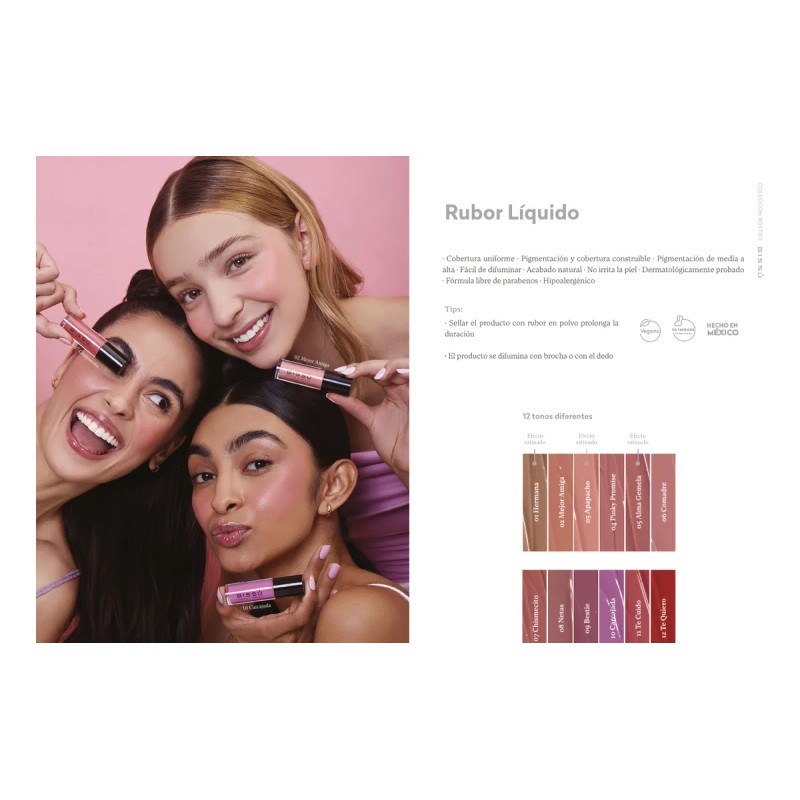 Kit Rubor Liquido Bissú Colección 12 Tonos