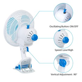 KOCASO 8-Inch Clip on Fan, 2 Speed Convertible Desk Fan with Strong Clamp, Tilting and Shaking Fan with Strong Airflow, Quite, Powerful Clip Fan on Bed and Desk for Home Office Dorm, (Clip on Fan)