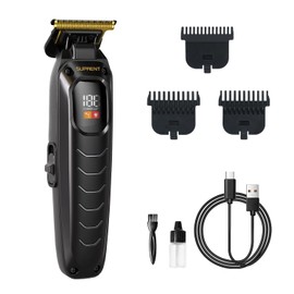 SUPRENT Hair Trimmers for Men - Electirc Cordless Beard Hair Trimmer with LED Display, High-Performance Rechargeable Zero-gapped Trimmer for Home Use with Titanium Blades
