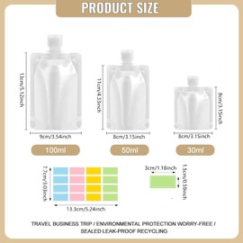 BEANPRECOY 17 Pack Travel Pouches for Toiletries, Portable Travel Size Containers Kit, Clear Squeeze Stand Up Pouch, Refillable Travel Pouch for Toiletries, for Shampoo Conditioner Lotion (A)