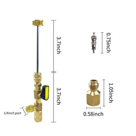 NEKPOKKA Valve Core Remover Installer Tool&HVAC Service Wrench Set with Hex Bit Adapter, R410A R22 Dual Size SAE 1/4 and 5/16 Port 4-in-1 Repair Wrench, 20 Valve cores/5 Brass caps/5 Nozzle caps