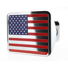 eVerHITCH USA Flag Stainless Steel Trailer Hitch Cover (Fits 2" Receivers, Color Flag on Chrome)