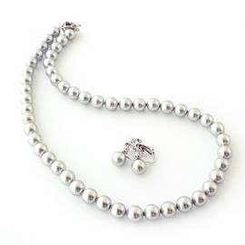 One & Only Jewellery 8 mm Shell Pearl Necklace and Earring Set