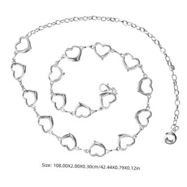 FOMIYES Heart Chain Waist Belt for Women Simple Elegant Silver Waist Chain Design for Dresses Stylish Thin