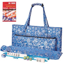 TIASUSAN American Mahjong Game Set, 166 Light Green Tiles, Blue Bag with Entire Accessories, 4 All-in-One Rack/Pushers, Mahjong Tiles Set