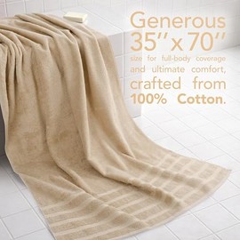 American Soft Linen - Juego de 2 toallas de baño turco extragrandes de algodón 100% para toallas de baño, color beige