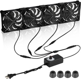 WGMHEFUN 4 x 120mm DIY Small Vertical Window Fan with 100V - 240V AC Power Variable Speed Controller, Big Airflow Fans for GPU Mining Rigs,Server Racks,AV Cabinets, Audio Amplifier,Refrigerator