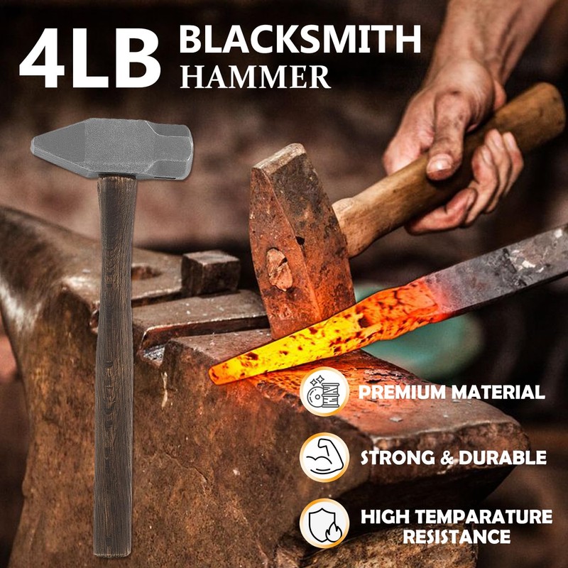 4LB Blacksmith Hammer Blacksmithing Handmade Forge Hammer Knife Making Bladesmith