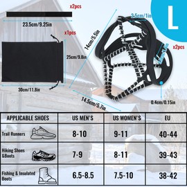 Shoe Spikes Winter, ACTOYS Non-Slip Shoe Spikes, Grödel Crampons Mountain Shoes, Shoe Claws Winter Shoes, Crampons Ice Cleats, Anti Slip Ice Claw, Ice Spikes Shoes, Shoe Spikes Snow (Black-B)