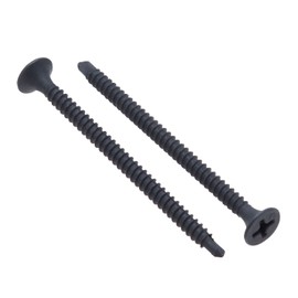 3.5mm x 45mm Self-Drilling Drywall Screw, Self Tapping Black Screws, Fine Thread, Phillips Bugle Head Black Phosphate Hardened Steel Screw for Plasterboard to Metal Studs Profile (pack of 30)
