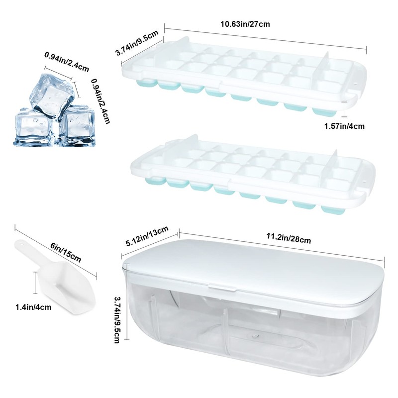Ice Cube Tray with Lid, Food-Grade Ice Cube Moulds, Release