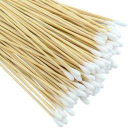 Pack of 100 long wooden handle cotton carrier cleaning sticks, ear sticks, cleaning sticks, wooden large head, 15 cm cotton buds, bamboo, hygienic cotton tip, for camera
