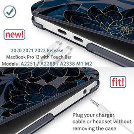 May Chen for MacBook Pro 13 inch Case 2022 2021 2020 Release A2338 M2 M1 A2289 A2251, Plastic Crystal Hard Shell Case Cover for MacBook Pro 13 inch Touch Bar Fits Touch ID, Luxury Dahlia