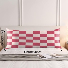 GABraden Body Pillow Cover - Super Soft Microfiber Body Pillow Case,Hidden Zipper,Print Pattern,Comfortable Fabric,Lightweight and Breathable,The Size is 20 "X 54"(Pink-Checkered)