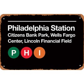 Yzixulet Philadelphia Pro Sports Venue Subway Sign Canvas Print Metal Tin Sign Vintage 8x12 Inch 8 x 12 Inch