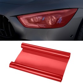 ZIMISI Self Adhesive Car Light Tint Film, 11.88×48 Inches Vinyl Wrap Protector Film, Color Shiny Chameleon Sticker, Auto Modification Cover for Headlight, Taillight, Fog & Brake Light (Red)