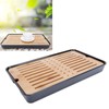 Tea Tray, Rectangular Bamboo Tea Tray with Drip Plate, Teapot,
