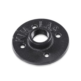 pamo Malleable Cast Iron Fitting Pipe Flange 3/4 Inch for DIY Clothes Rail in Industrial Loft Design | Plate | Powder Coated Water Pipe in Black for Do-It-Yourself Wardrobe / Wardrobe
