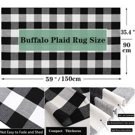 HOYIJA Buffalo Plaid Check Outdoor Rug 3' x 5' Black and White Checkered Rug,Retro Cotton Hand-Woven Washble Indoor/Outdoor Decor Area Rugs for Welcome Door Mat/Front Porch/Entryway/Kitchen