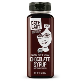 Date Lady Chocolate Syrup | Sweetened Only with Dates | Organic, Vegan, Kosher and Dairy Free | Drizzle on Ice Cream, Pour on Pancakes or Grab a Spoonful! | 1Squeeze Bottle (17oz)