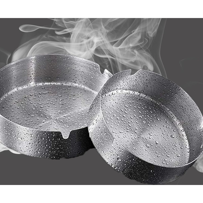 Ashtray, Pack of 8 Round Stainless Steel Ashtrays, Used in
