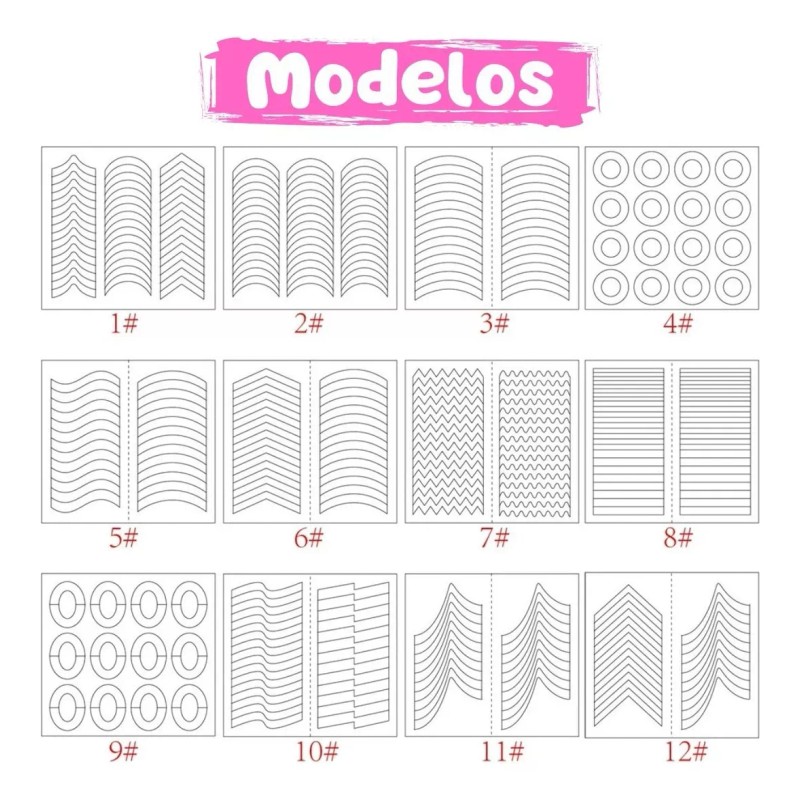 Universo en Linea Plantillas Adhesivas Diseño Uñas Esmalte/ Gel/ Acrílico