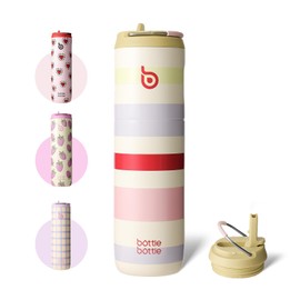 BOTTLE BOTTLE Insulated Water Bottle 24oz with Straw Lid and Handle for Sports Travel Gym Stainless Steel Water Bottles Double-Wall Vacuum Metal Leak Proof BPA-Free (AuroraBands)