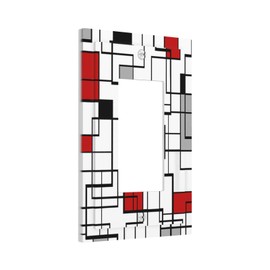 Red Geometric Black White Abstract 1 Gang Rocker/GFCI Outlet Light Switch Wall Plate Cover Faceplate Decorative Faceplate for Bathroom Home Family Bedroom Decorate