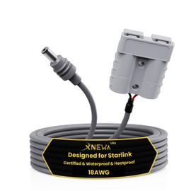 XNEWA Starlink Mini Power Cable with Connector for Anderson Plug, 50A 600V, Waterproof Starlink Mini Cable, with 18AWG Flame-Retardant Wire, Left/Right Assemble Design (5M/16.4FT)