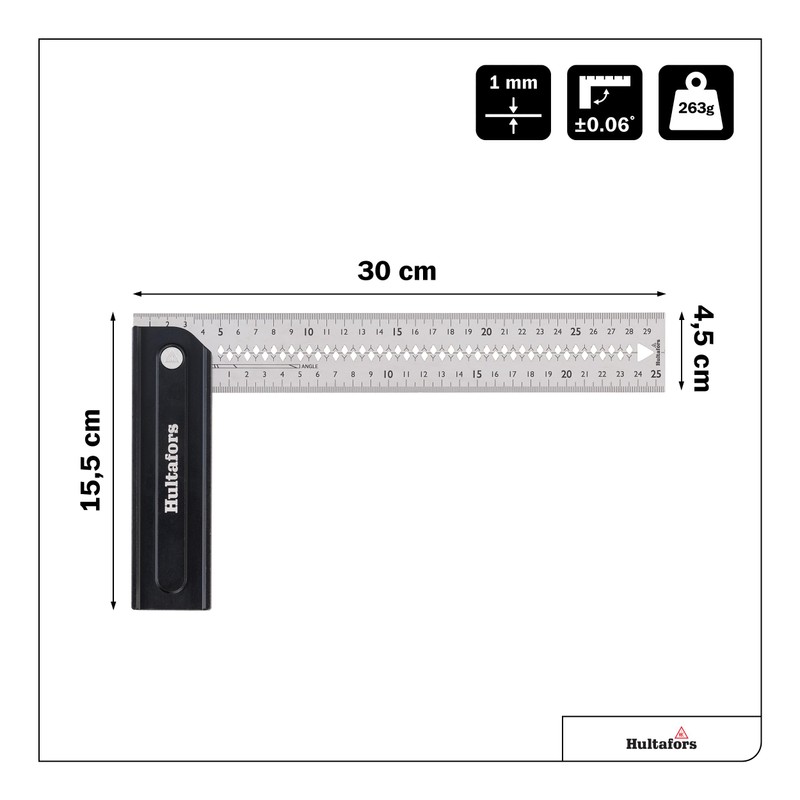 Hultafors 253120 Adjustable Mitre Angle Made of Aluminium, 300 mm