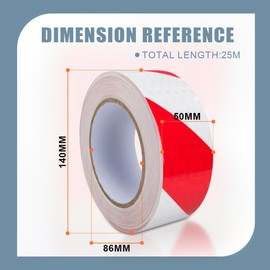 Innfeeltech Reflective Twill Warning Tape, 50 mm x 25 m, Night Reflective Twill Tape with Marking, White and Red, Pack of 1