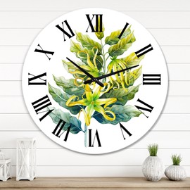 Designart 'Ylang Ylang Flower' Traditional wall clock - 36 in. high, 36 In. Wide