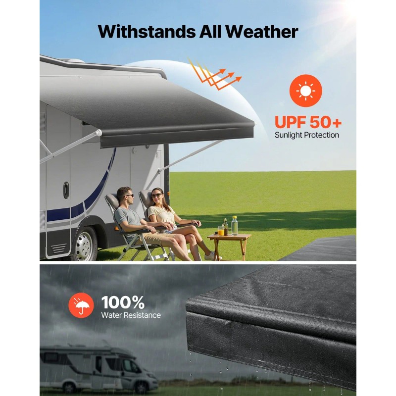 Heavy-Duty 18 oz Weatherproof Vinyl Camper Awning Fabric RV Awning