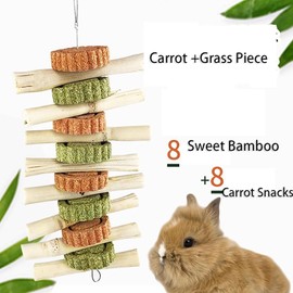 Dliduy 3PCS Rabbit Chew Toys Set Snacks for Teeth Care, Natural Hanging Bunny Chew Treats for Guinea Pigs Hamsters Chinchilla Small Animals Pets for Teeth Grinding (S, Animals)