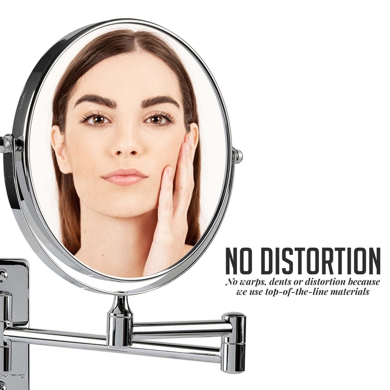 OVENTE 7" Wall Mounted Makeup Mirror with 1X/7X Magnification, Double