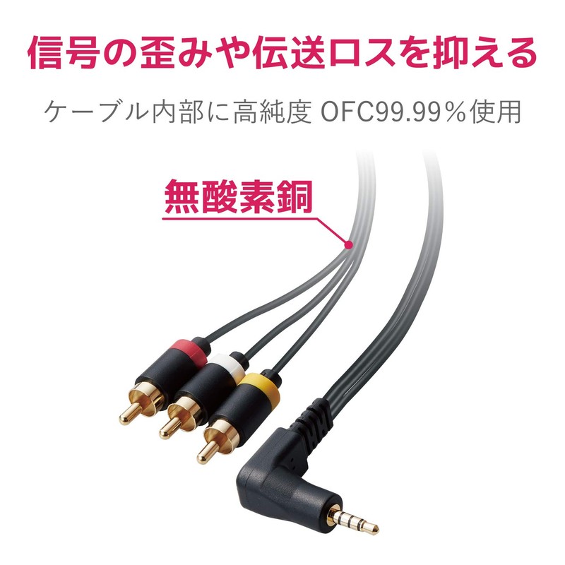 Elecom DH-MLWRY30BK AV Cable Stereo Mini Plug (L-Type 4 Poles)