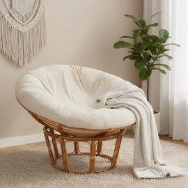 ANMINY Papasan Cushion Cover ONLY Thick Soft Slipcover for Papasan Cushion, Removable Machine Washable Round Chair Cushion Covers w/Zipper Closure, Fit 48-52Inch Cushion, Beige
