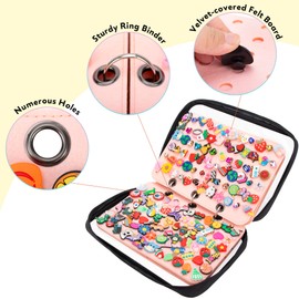 PACMAXI Shoe Charms Organizer, Shoe Charms Display Holder with 5 Pages, Portable Travelling Storage Bag for Shoe Charms Shoe Charms Collection Book (Shoe Charms Not Included)