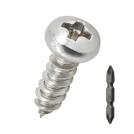 #4 x 3/8" Pan Head pan Head Wood Screws 100 Pcs 18-8 (304) Stainless Steel Pan Head Phillips Drive Self Tapping Screws, Bright Finish, No Coating, Fayeploo