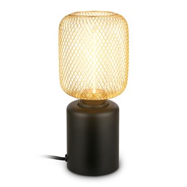 BRILONER - Table Lamp with Wire Mesh, Cable Switch, Warm White, Lamp, Bedside Lamp, Table Lamp, Decorative Lamp, Hallway, Office Lamp, Reading Lamp, Living Room, Bedroom, 10 x 25 cm (DxH), Gold