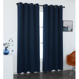 INLINAS 42W x 84L Inch Blackout Curtains for Bedroom, Thermal Insulated, Noise Reduction, Energy Saving Set of 2 Panels, Navy Blue