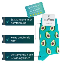 Socks Famous Designs, Paintings & People - Unisex Man Women / Size 36 - 45 / Stockings Socks Socks Stocking Hipster Painting Funny Funny, Avocado, One Size