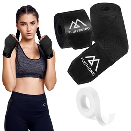 flintronic 2.5 m Boxing Hand Wraps for Men and Women, Black