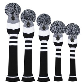 Scott Edward Knit Golf Club Cover for Woods and Driver Set of 5 Head Covers Protect Driver Wood(460cc) 1 Fairway Wood2 and Hybrid/UT2 with Rotating Club Number Tags
