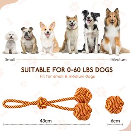 Nobleza 2 x dog toy rope made of 100% cotton, which benefits the mental health of the dog, dental health and teeth cleaning, types of dogs, 43 cm