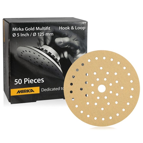 Gold Multifit 5'' Sandpaper Grit 220 Hook and Loop, 50