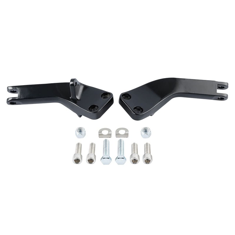 Black Passenger Foot Peg Support Kit Compatible with Harley Dyna