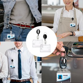 Set of 4 Key Fob Set, Transparent Card Case with Key Fob and Lanyard, Retractable Key Fob, for Key Fob and ID Card