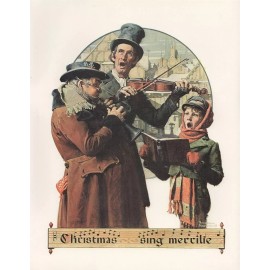1977 VINTAGE "CHRISTMAS TRIO" by NORMAN ROCKWELL MINI POSTER COLOR Lithograph