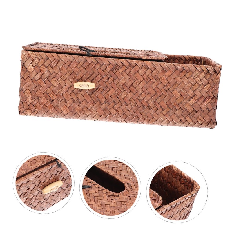 Mobestech Woven Tissue Box Cover Multifunctional Remote Control Organizer for